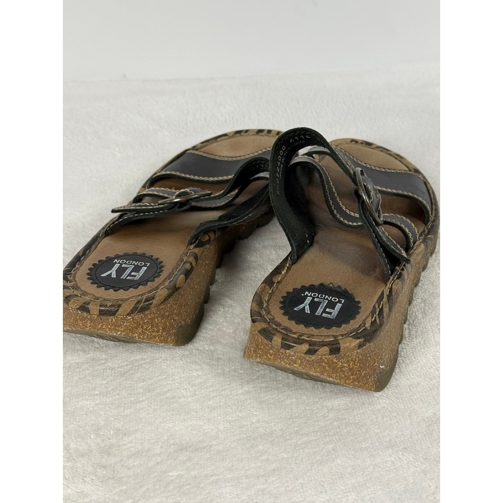 Fly London Leather Slide Sandals Buckle Strap Portugal Women EU 39 - Picture 4 of 8